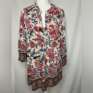Lucky Brand Women’s Burgundy Floral Shirt Size 2X